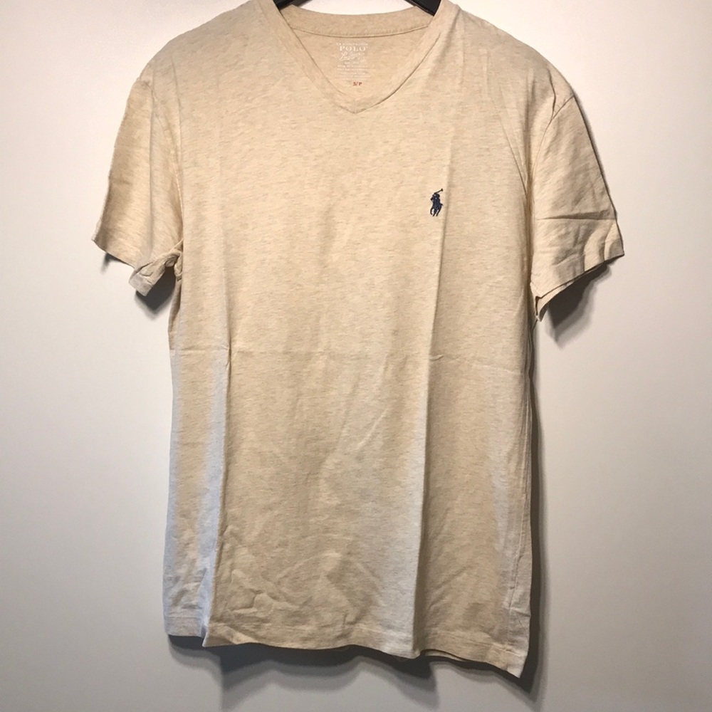 Polo by Ralph Lauren Men's Cream V-Neck T-Shirt